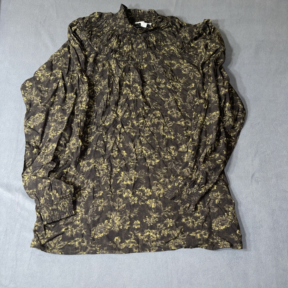 Beach Lunch Lounge smocked long sleeve blouse Size S P